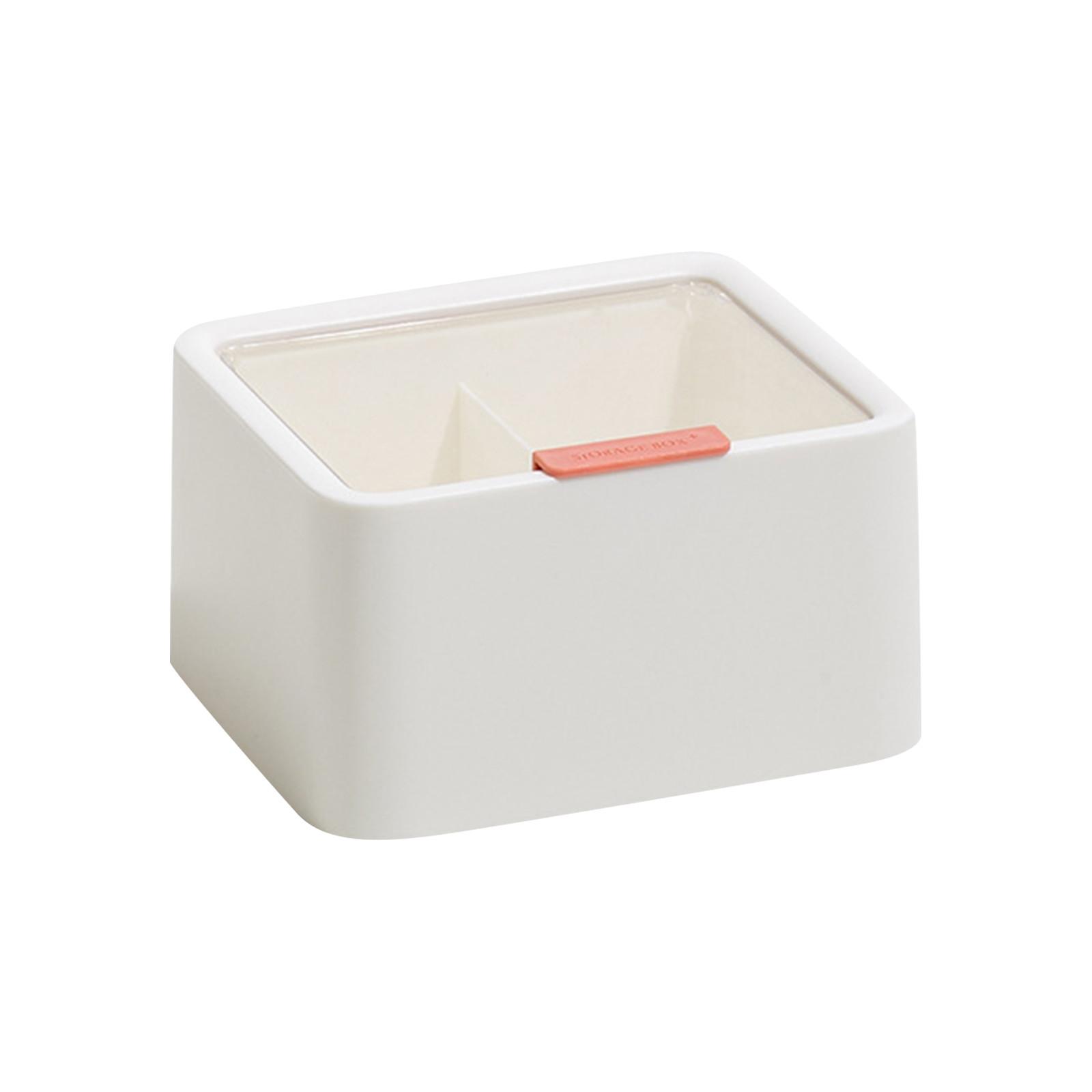 

Прозрачная хлопковая коробка для хранения, покрытая лентой, коробка для хранения помады и косметических яиц, двухслойная настольная коробка для хранения ватных палочек One Size белый