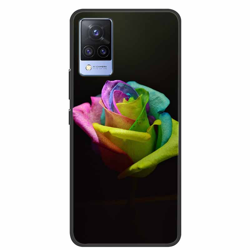 For Vivo S9 V21 V21e Case Black Silicone Back Cover Case For Vivo V21 S9 V21e Phone Cases Cover V 21 e S 9 Funda Coque Cartoon