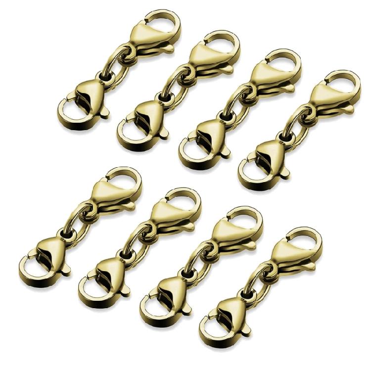 8Pcs Lobster Clasp Necklace Extension Clasp Chain Extender Double Claw Connector