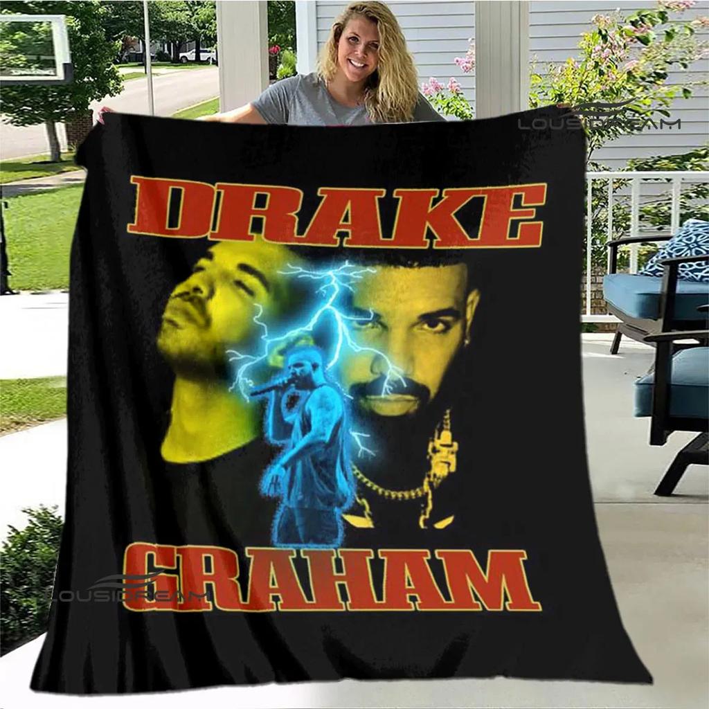 Rapper Drake Coperte Stampate 3D Calda Coperta in Flanella Morbida e Accogliente Coperte da Viaggio Fodere per Letto Regalo di Compleanno
