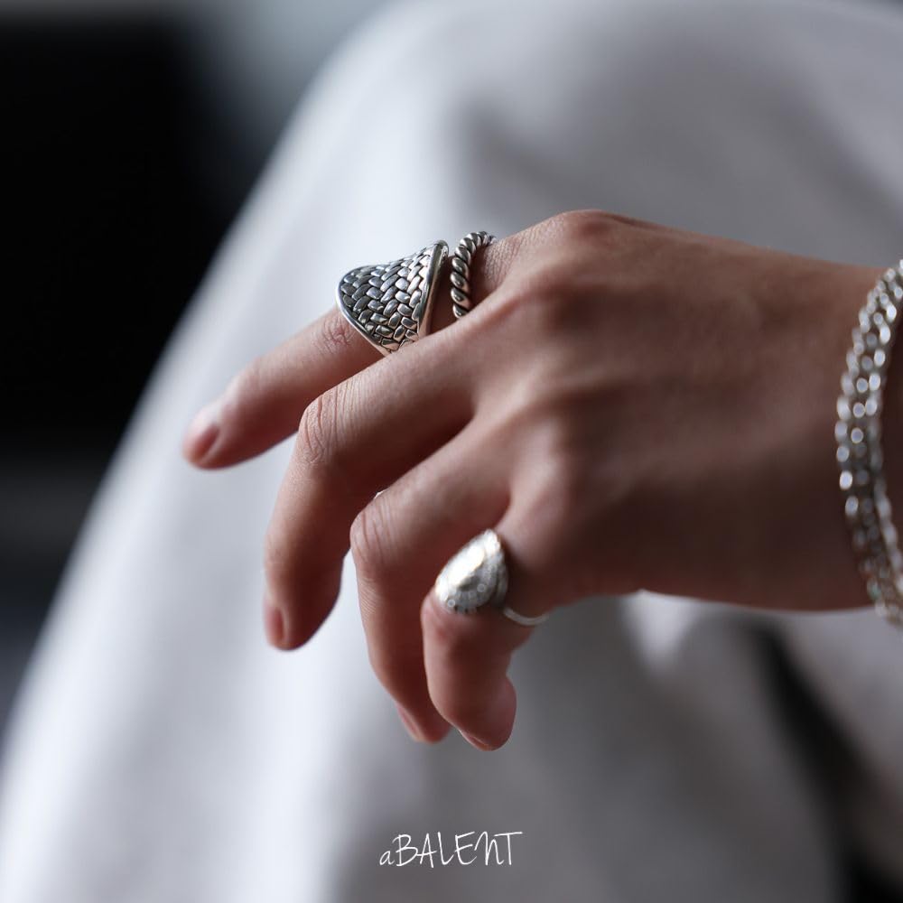 Ring Braided Rope Silver 925 Ring Signet Ring Silver Ring Accessories [aBALENT] Men's Men's (No. 15)
