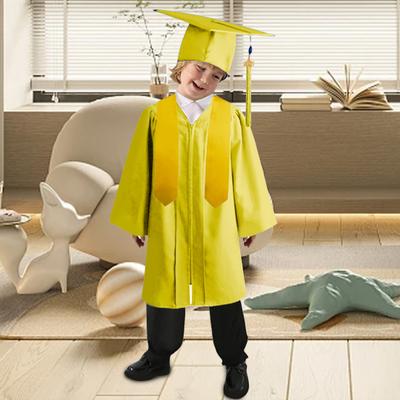 3 יח'/סט מדי סיום גן ילדים לילדים עם כובע מצנפת ושאל צווארון V באורך אמצע השוק שרוול ארוך סגירת רוכסן גלימת סיום בית ספר יסודי