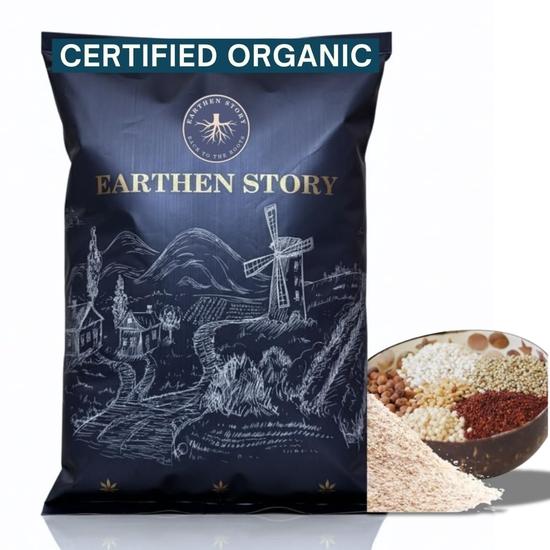 Earthen Story Certified Organic Multigrain Atta 1.8kg with 40% Millet flour | Stone Ground, 100% Whole Grain Organic Atta 1.8KG