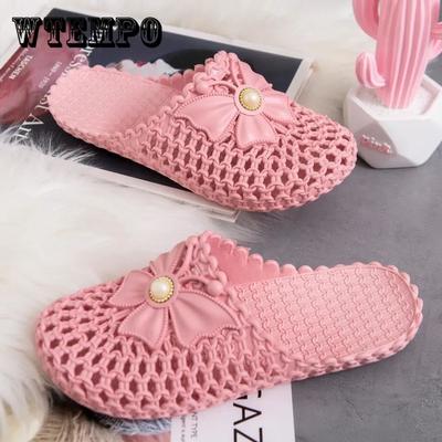 Pantoufles Baotou d'été pour femmes, couleur unie, légères, plates, décontractées, antidérapantes, semelles souples, pantoufles d'extérieur