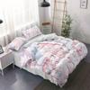 3pcs Christmas print quilt set Gingerbread House Pink Snowman Winter Bedding Soft Cozy Bedclothes Sweet Bedroom Decoration