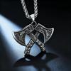 Stainless Steel Viking Axe Pendant Chain Necklace for Men Jewelry Accessory Gift Box