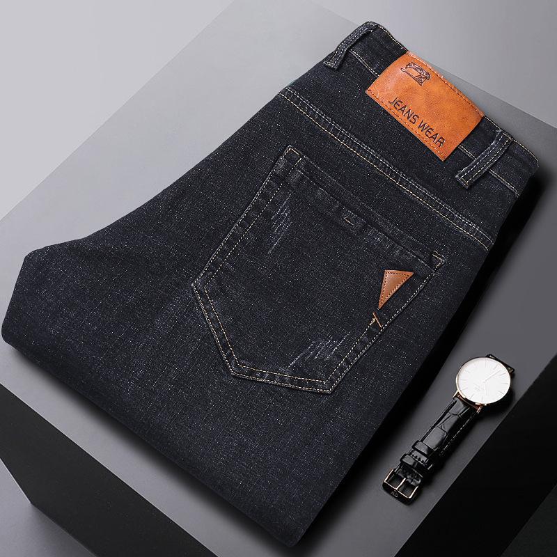 Fashion Padded Thickened Jeans Men's Autumn and Winter Models Loose Straight with Flannel Warm Men's Winter Trousers