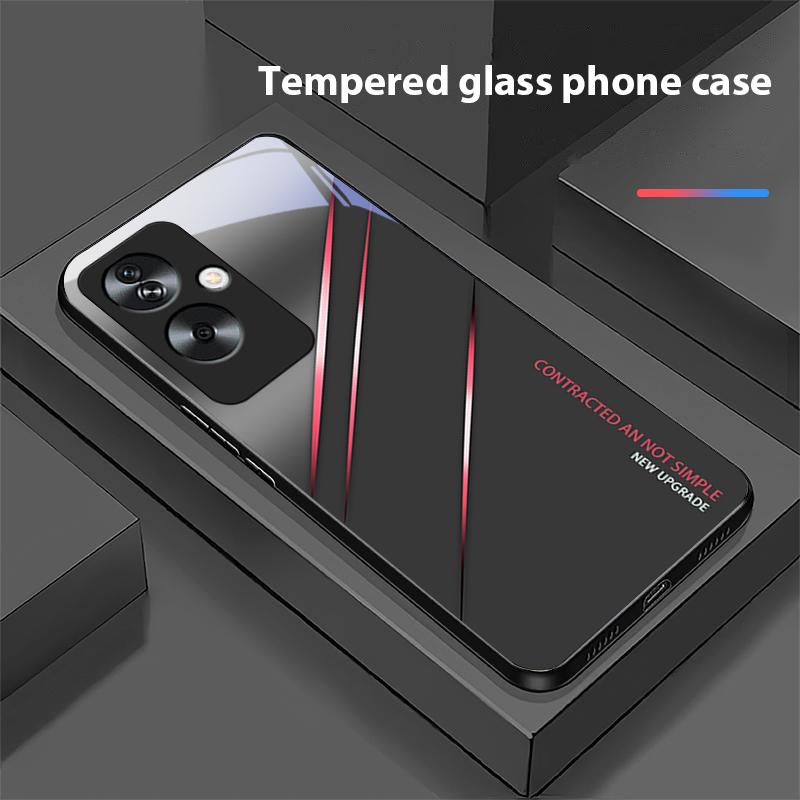 Geçişli Çatlak Kırmızı Oppo A79 5G 58 78 74 60 4G Reno 11F Realme GT 6 11 Note 50 10 C55 X2 Temperli Cam Siyah Telefon Kılıfı İçin