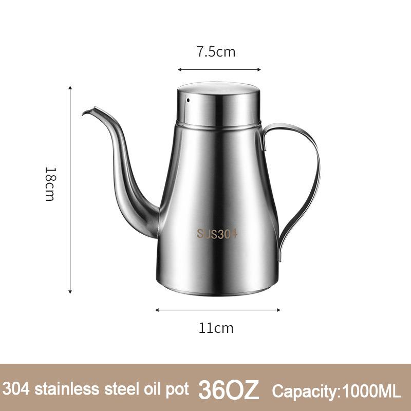 304 Stainless Steel Oil Pot Kitchen Oil Bottle Oil Tank Pot Household Edible Oil Pot Large Oil Tank Oil Pot Pouring Oil Bottle