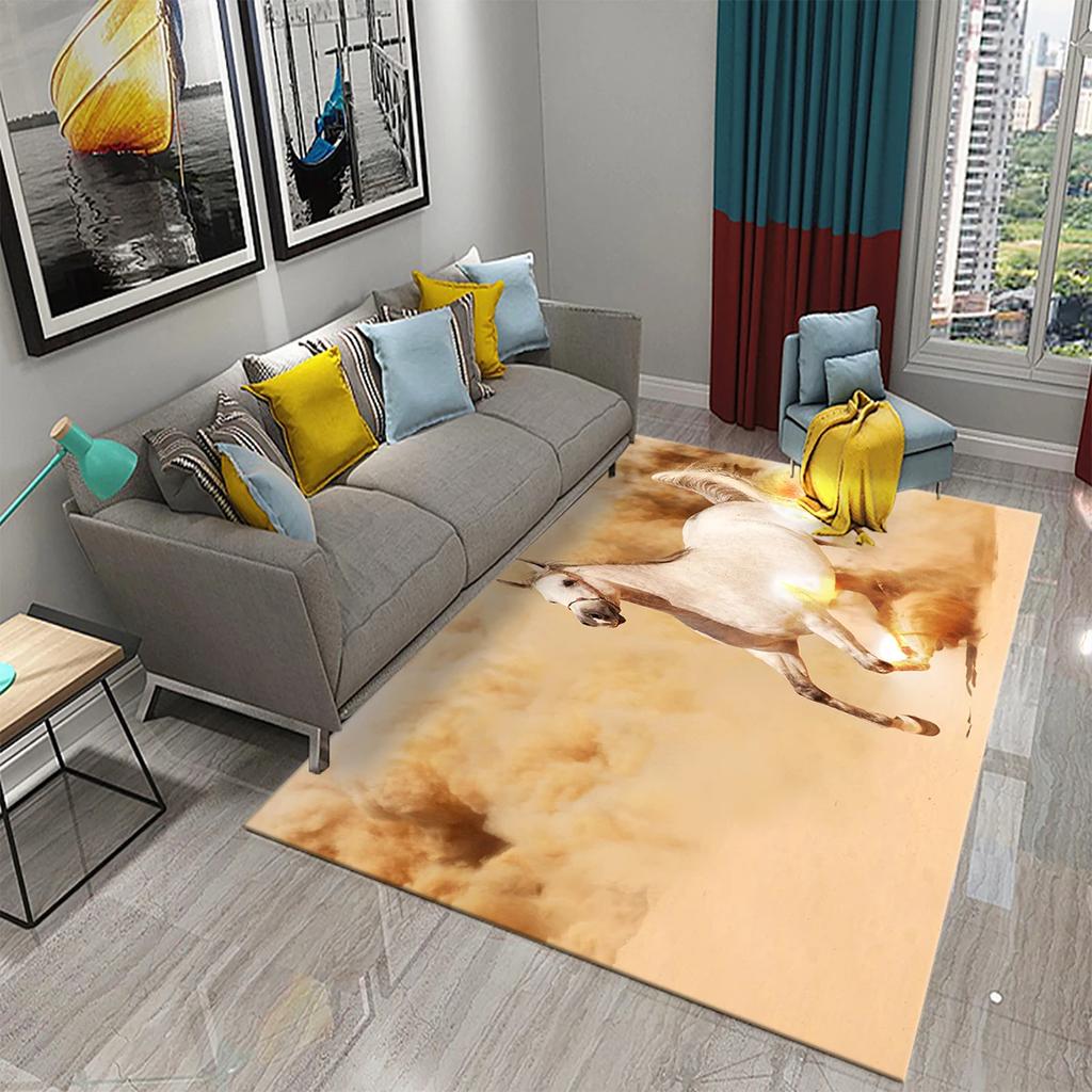 3D Horses Carpet Running Animal Carpet for Bathroom Entrance Door Mat Living Room Kitchen Non-Slip Carpet Bedroom Doormat Rugs