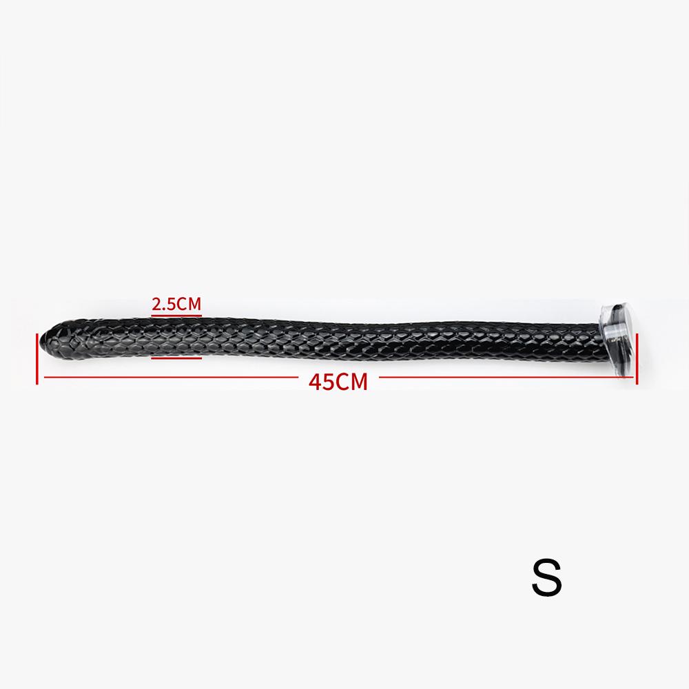 Giant Extra-long Anal Plug Black TPE Snake Head Monster Penis Fish-Scale Shaped Butt Plug Adult Toys Suitable for Homosexuals