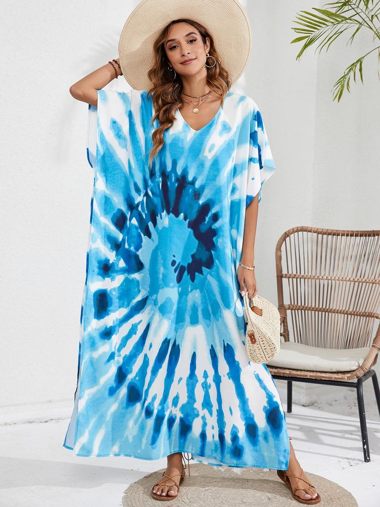 44-Farben Europäischer & Amerikanischer Druck Strandüberwurfkleid - Urlaubs-Bikini Sonnenschutz Oberbekleidung