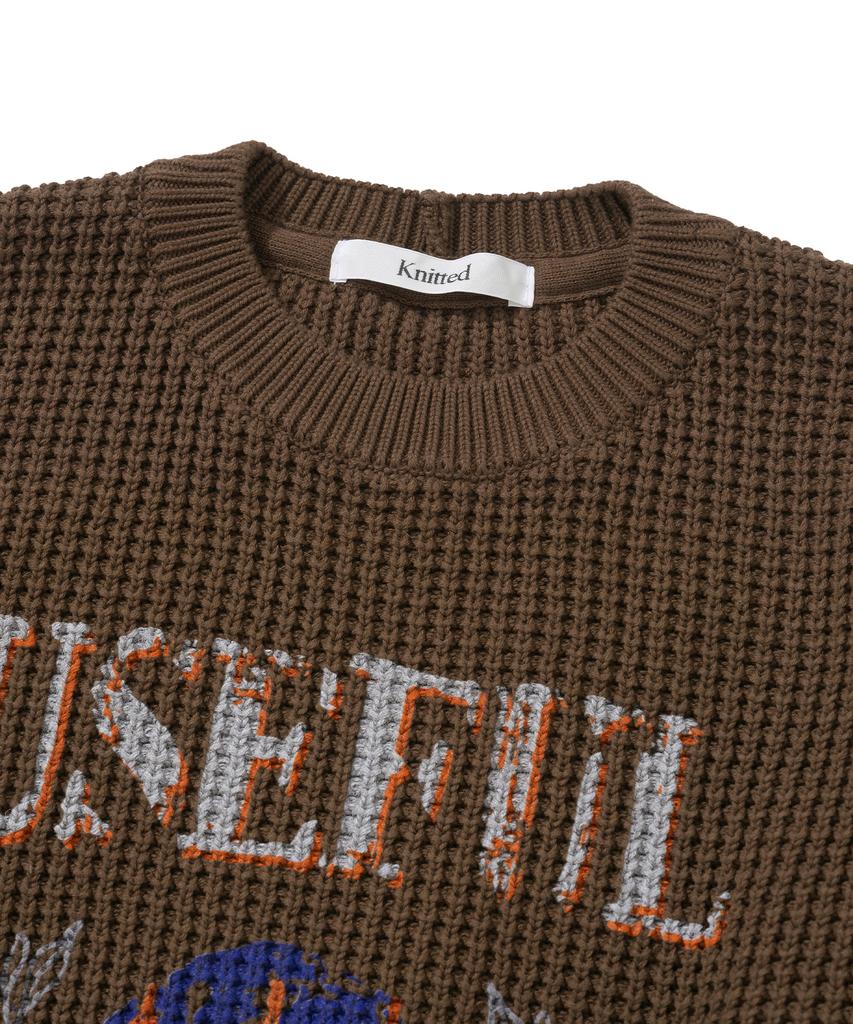 KNITTED Cotton Useful Castle Round Knit Brown