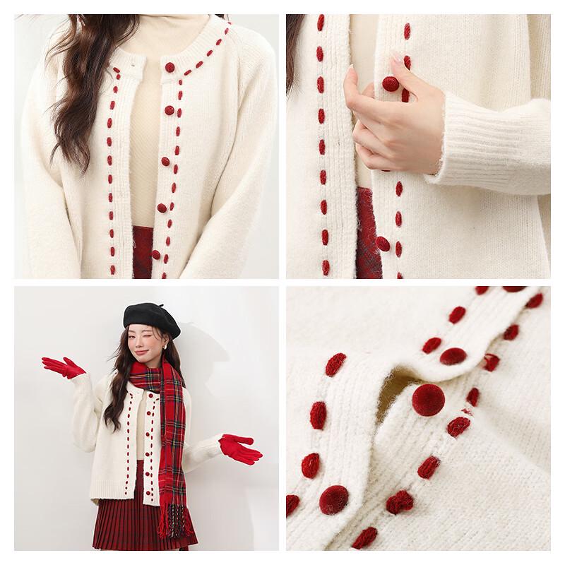 MJ STYLE Women's Round Neck Color Block Cardigan Sweater