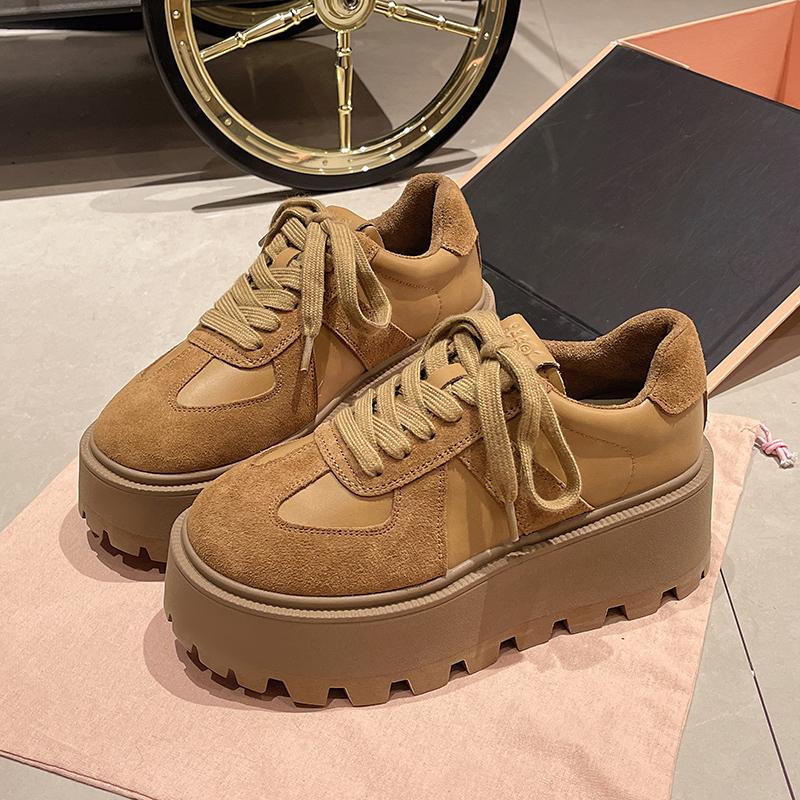 Fashion Aphixta Women Casual Sneaker Boots Shoes Woman Lace Up Platform Height Increasing Modern Boot Chunky Sole Khaki Ankle Boots