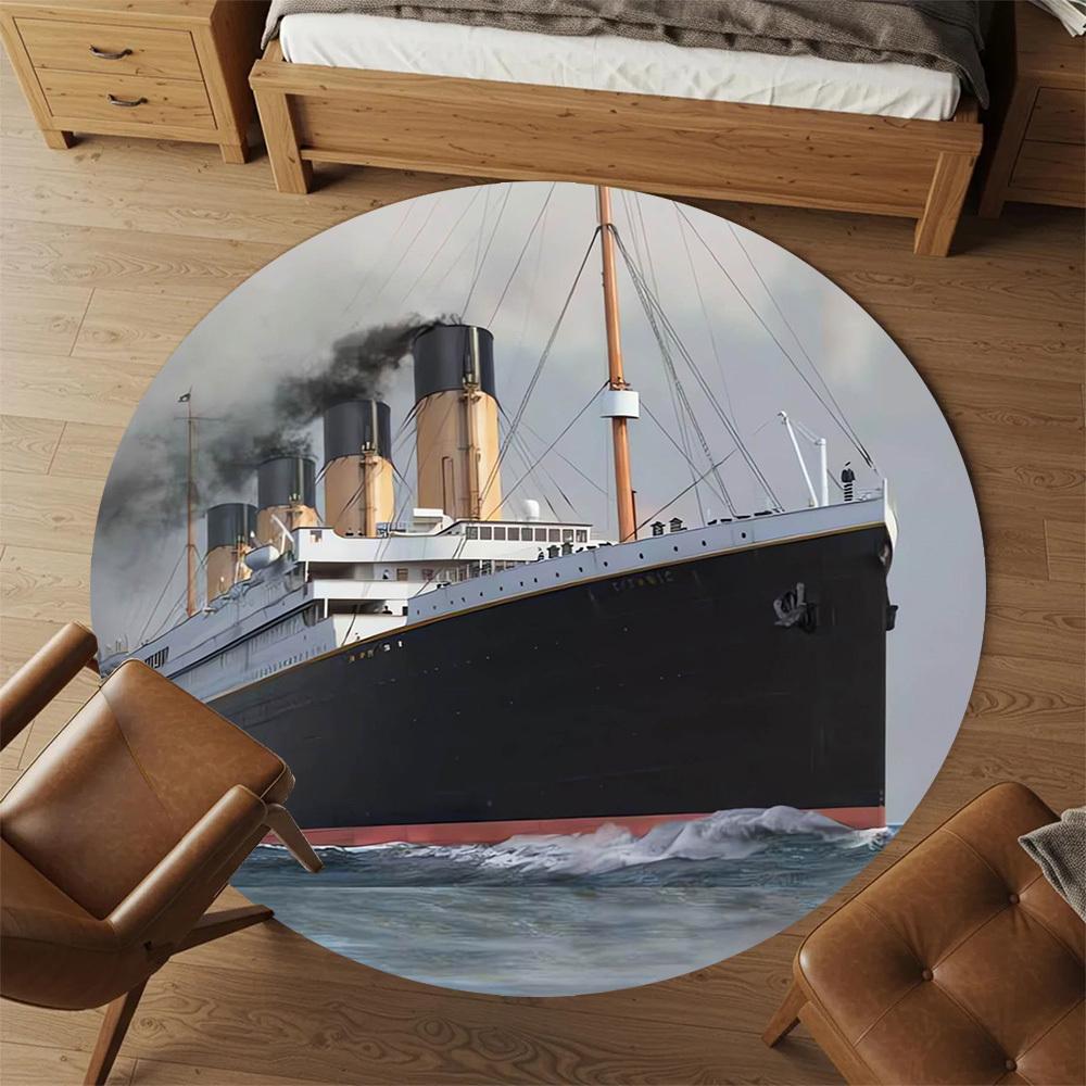 1pc Titanic, Ocean Round Chair mat Area Rug - Non-Slip, Floor Mat for Office, Bedroom, home decor Christmas Gift p0811182