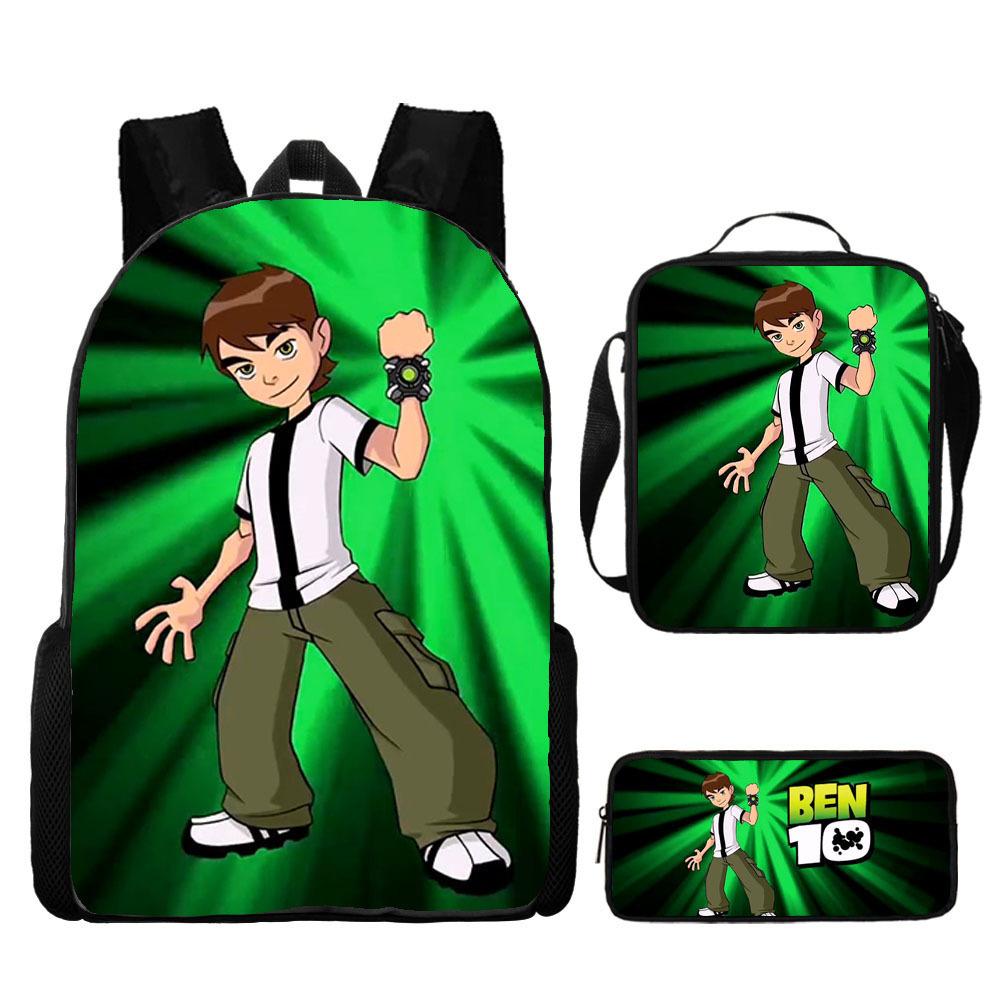 Less Hacker Backpack Ben 10 Student School Bag Anime Cartoon Backpack Lunch Bag Satchel Pencil Case