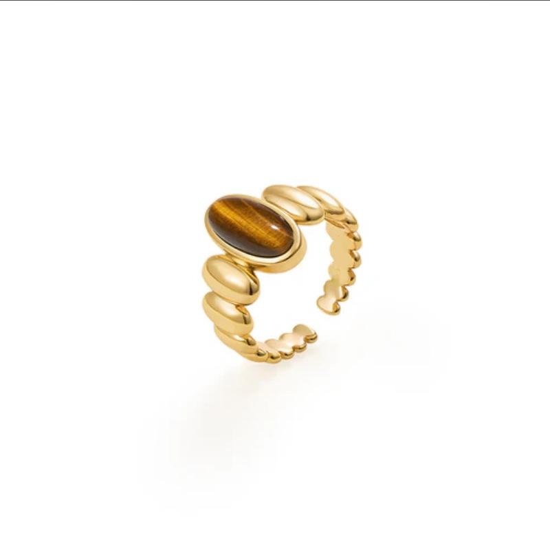 Must Enter Maillard, Tiger'S Eye Stone, White Fritillary, Open Ring, High-End Light Luxury Temperament, High-End Feeling Full Of Rings