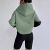 Women Color Block Hoodie Drawstring Cowl Neck Long Sleeve Sweatshirt With Kangaroo Pocket Loose Casual Pullover Top