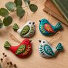 Handgefertigter Filzvogel-Schmuck, Vintage-Stickerei Vogel Hängedekoration, Handgefertigter Bunter Vogel Weihnachtsbaumschmuck