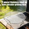 Round Grilling Rack for Air Fryers Stainless Steels 20Cm Mesh Wire Rack with Raised Legs and Side Handle for Reheating Snacks, Meals, and Drained Food