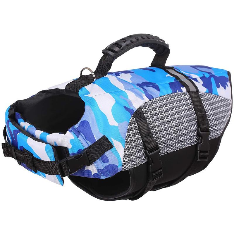 Dog Life Jacket Ripstop Pet Safety Life Vest Adjustable Dogs Lifesaver Vest Camouflage Swimsuit