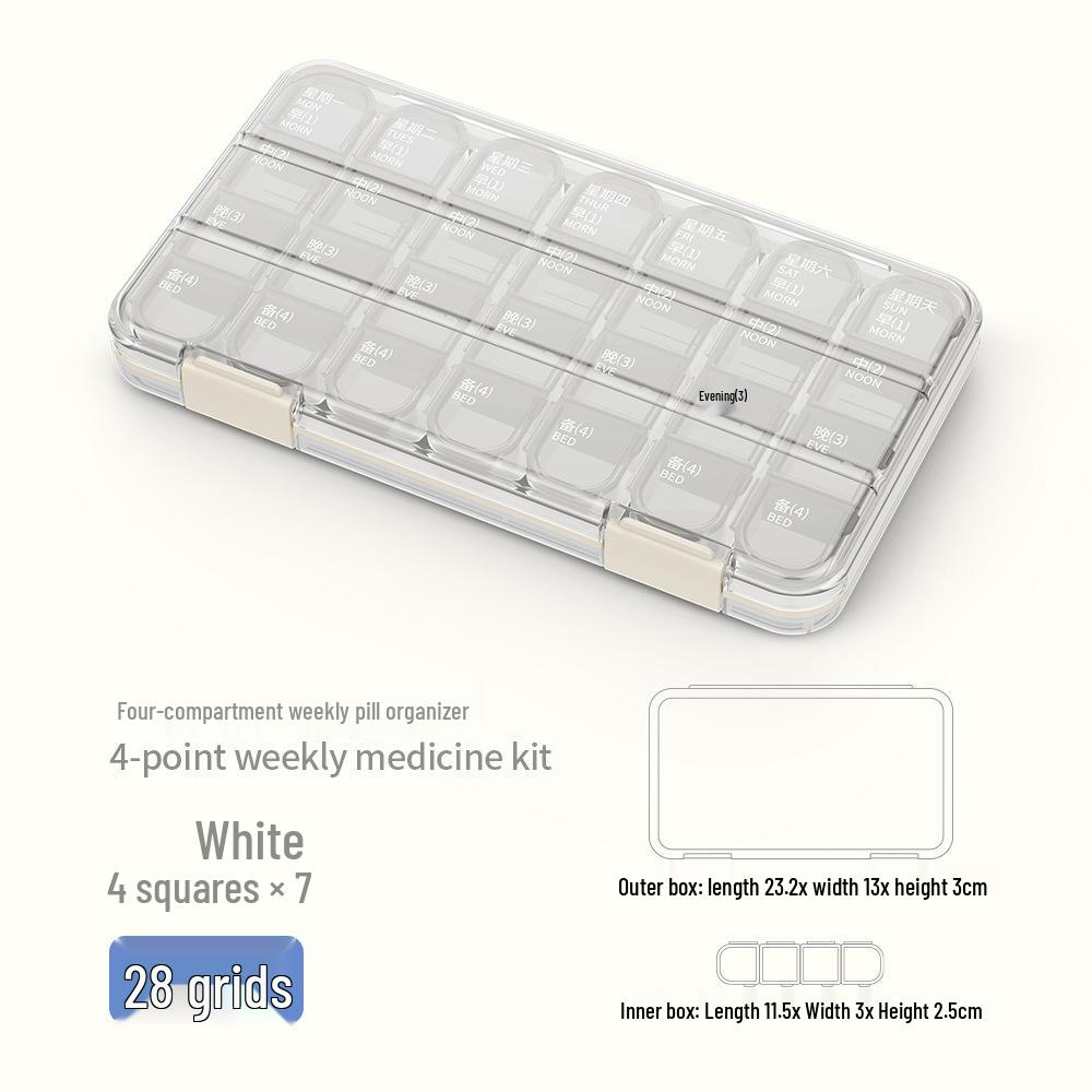 Organizator săptămânal portabil cu 21 de compartimente - Capacitate mare, Multi-compartiment sigilat pentru depozitarea și distribuirea medicamentelor