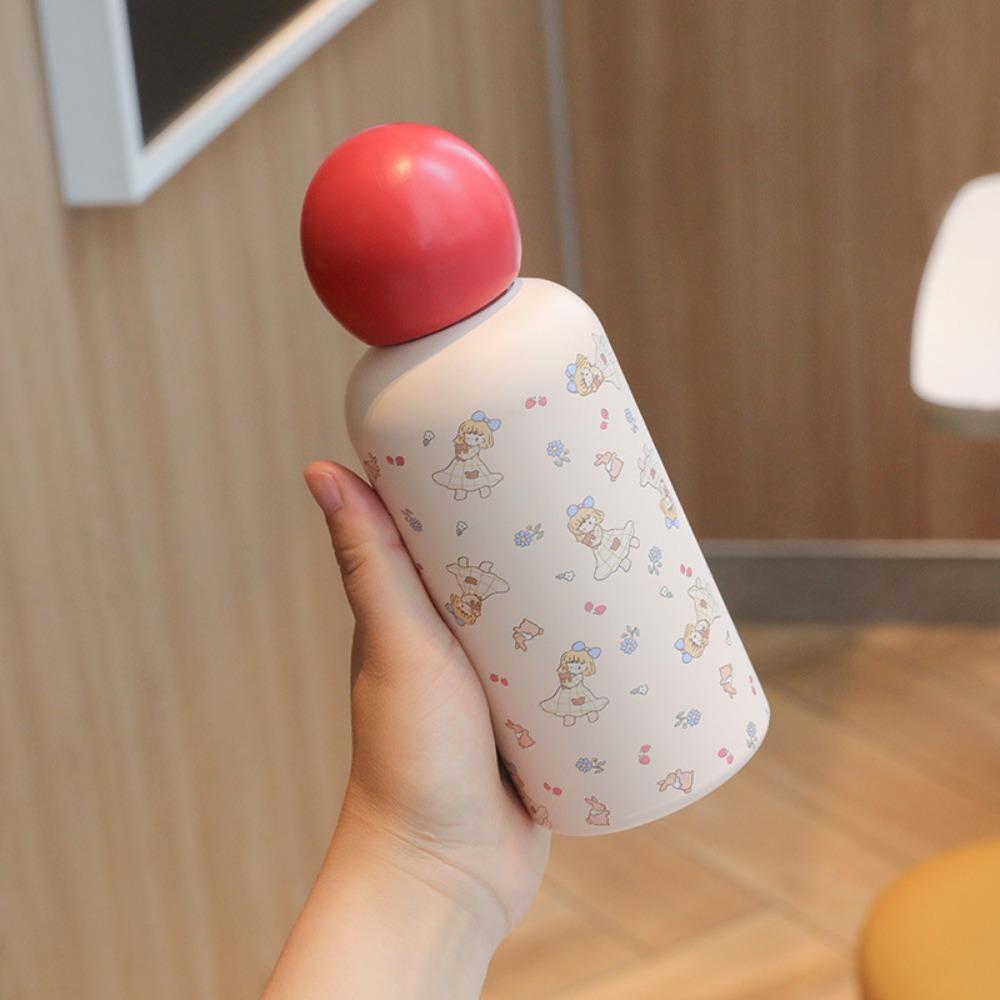 Double Wall Insulated Bottle Spherical Lid Vacuum Cup Ins Style Thermos Cup  Kids