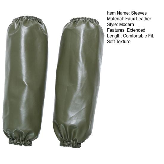 1 Pair Arm Sleeves Imitation Leather Waterproof Oil-Proof Arm Sleeves 40cm Long Elbow Protection Kitchen Garden Cleaning Sleeves