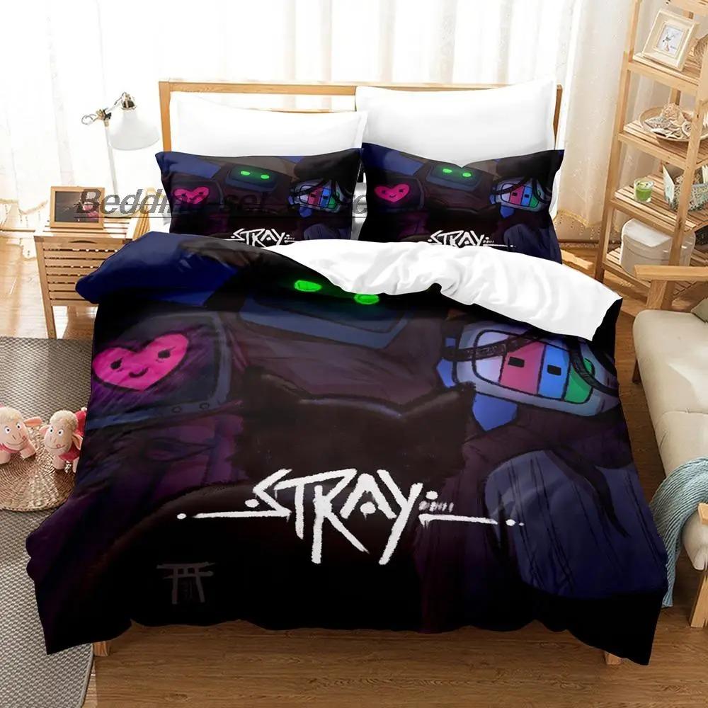 New Stray Game Cat Momo Bedding Set Single Twin Full Queen King Size Kawaii Bed Duvet Cover Sets for Adult Kids