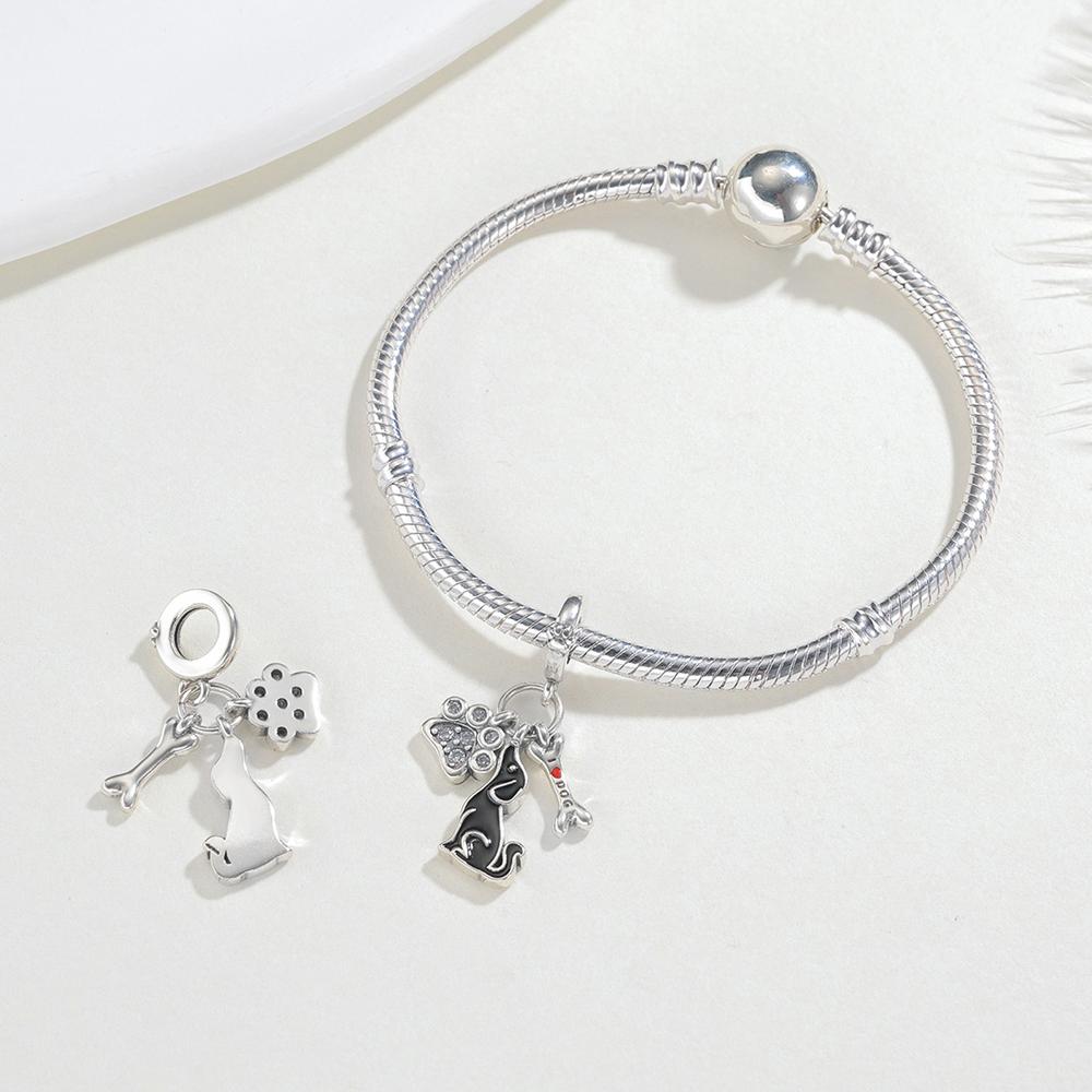 New Genuine Copper Charm Pet Dog Three-Piece Set Beads Jewelry Crafting For Classic Bracelet Women Trendy Jewelry Do-It-Yourself Gifts