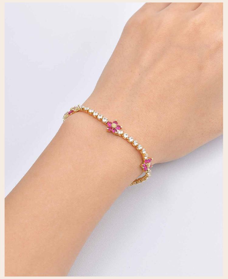 Luxury Flower Tennis Bracelet for Wome Colorful Zircon Floral Charms Tennis Chain Elegant Jewelry Tarnish Free