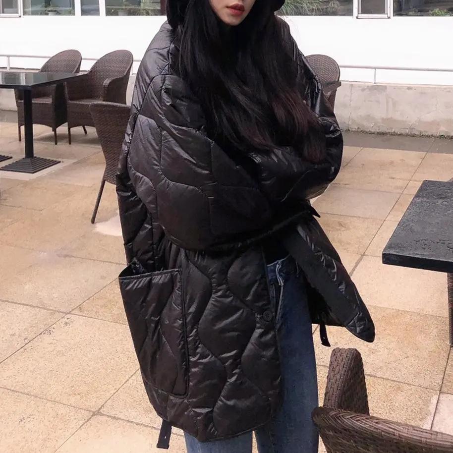 Plus Size Cotton-padded Bread Jacket Women's Autumn and Winter Loose-fitting Meat-covering Thin Large-pocket Jacket
