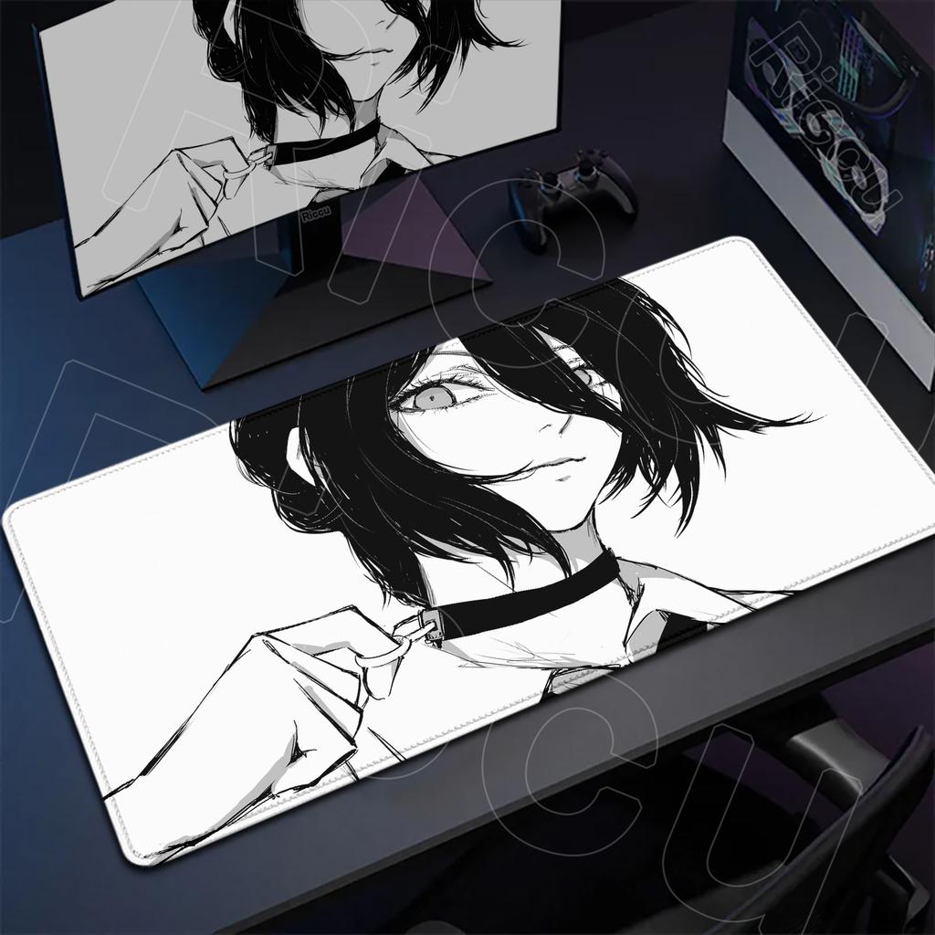 Large Writing Non-slip Office Student Gamer Mat Cute Reze And Flower Art Table Laptops C-Chainsaw Mans Thicken Durable Mouse Pad