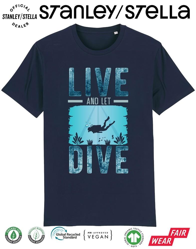 Mens Scuba Diving T-Shirt Live and Let Dive Fathers Day Christmas Divers Gift Tee