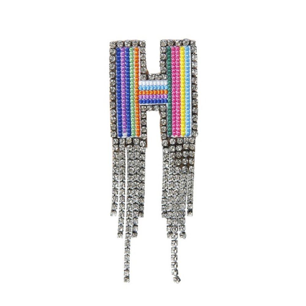 Embroidery Rhinestone Tassel  Brooch A-Z Letter Banquet Clothes Pin  Decoration