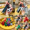 Cute Cartoon Soccer Keychain Adorable Faux Football Bag Hanger Car Accessory
