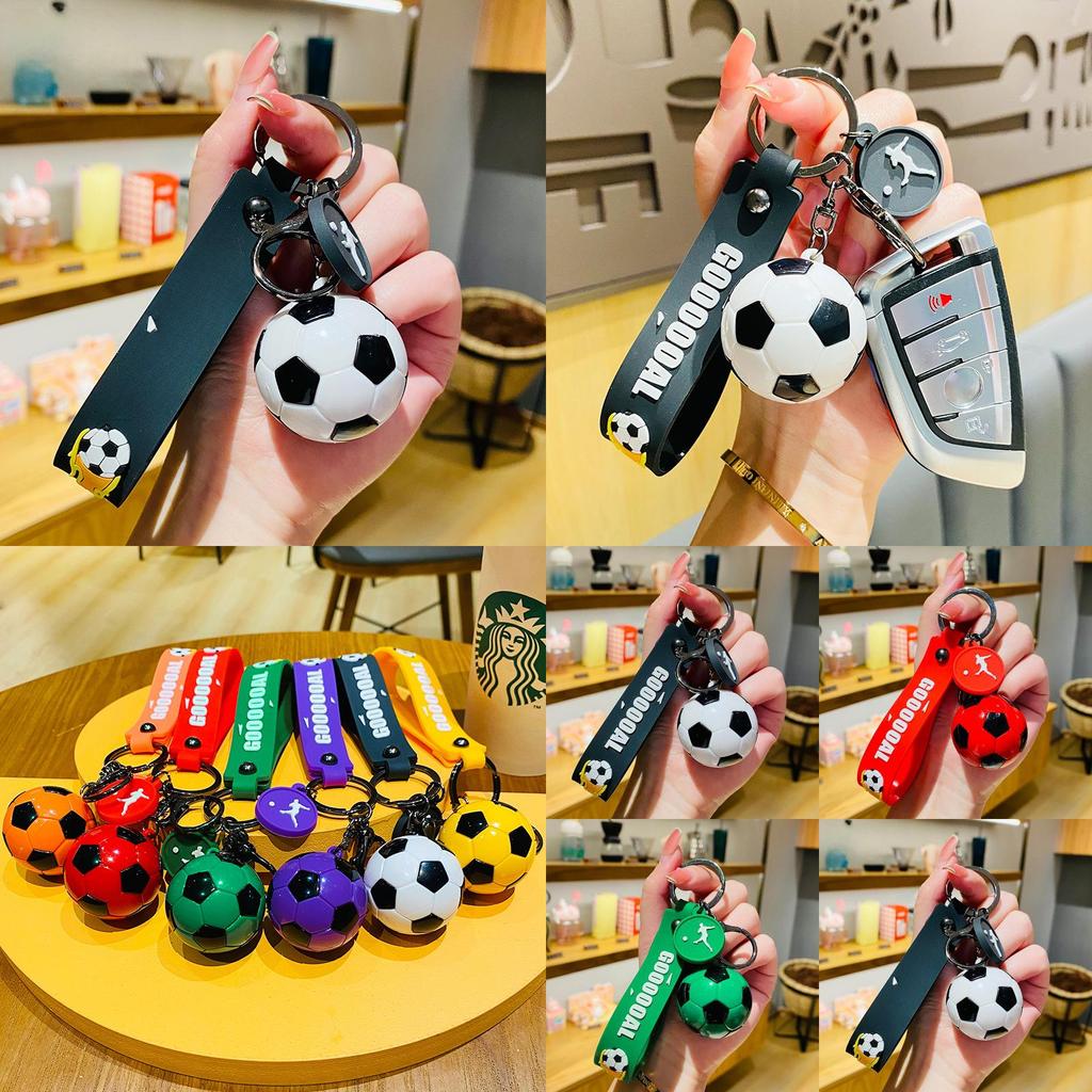 Cute Cartoon Soccer Keychain Adorable Faux Football Bag Hanger Car Accessory