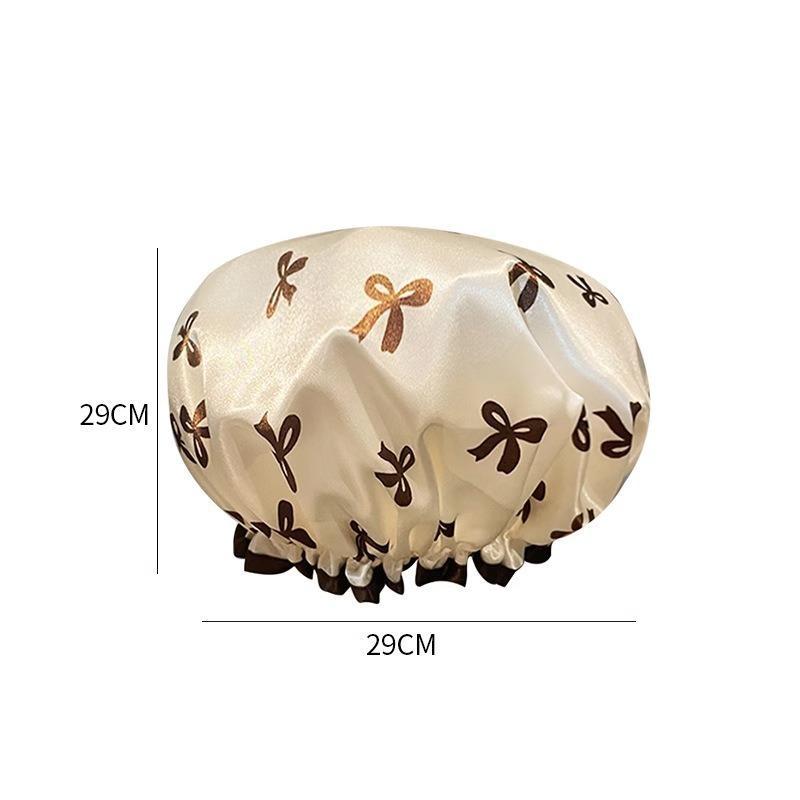 Durable Waterproof Double Layer Shower Cap Printed Elastic Bath Hat 1 Piece for Home Salon Spa Travel Bathroom