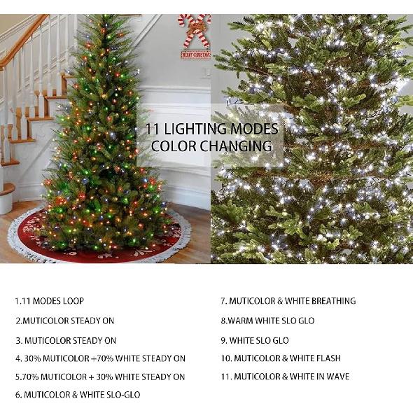 Dazzle Bright 100FT 300 LED Color Changing Christmas Lights, 2 in 1 Warm White & Multi Waterproof Christmas String Lights with Remote 11 Functions