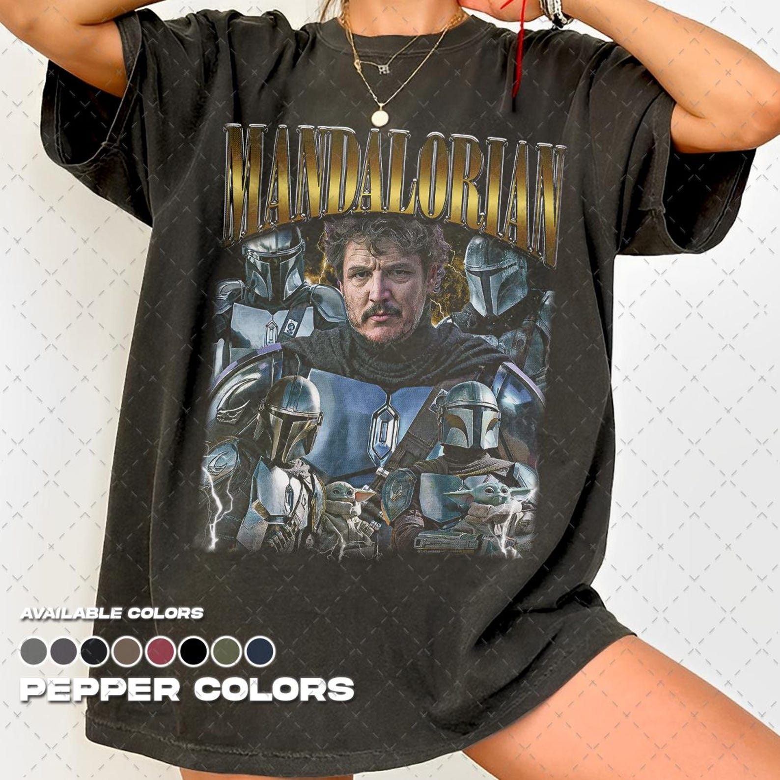 Comfort Colors® Mandalorian Shirt, Vintage 90s Mandalorian Tee, Retro 90s Graphic T-Shirt, Fan Gift, Unisex Tee S