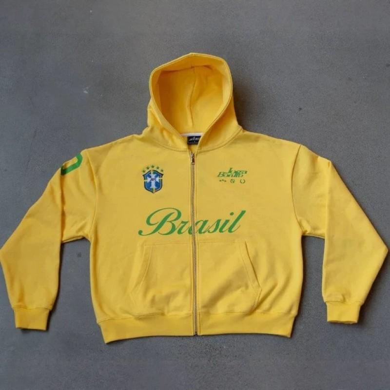 Youth Streetwear Hooded Zip-Up Sweatshirt With 3D Letter Print Loose Fit Long Sleeve Casual Pullover Teen Boys