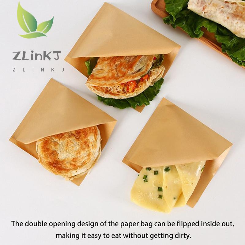 100Pcs Single/Double Opening Grease Resistant Paper Treat Bags Flat Greaseproof Brown For Cookie Snack Sandwich Popcorn