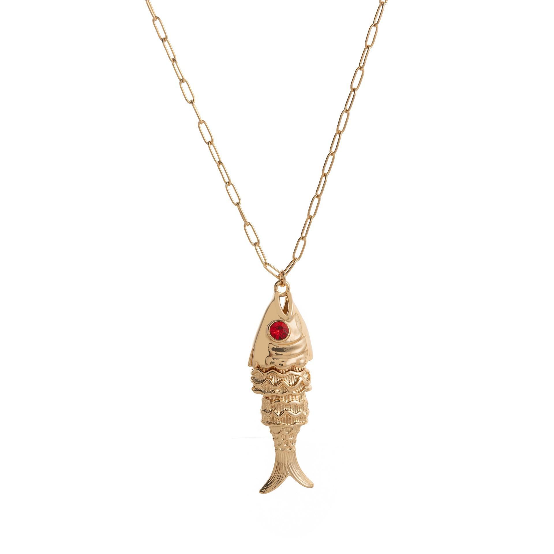

Carp Pendant Necklace Hip Hop Diamond Zircon Good Luck Koi Sweater Chain