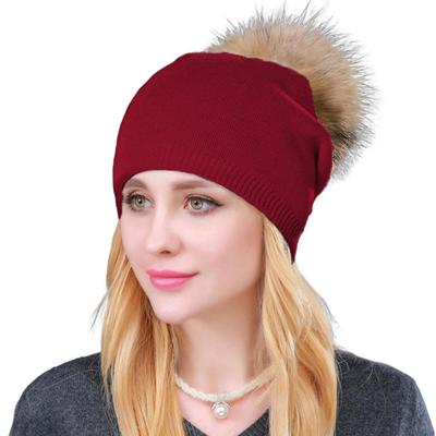 Winter Lady Hat Knitted Thick Stretchy Plush Ball Decor Solid Color Ear Warm Daily Wear Cap Outdoor Skiing Skating He