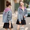 Spring 2025 Women's Spot Denim Jacket with Detachable Hood - Versatile Fashion MZ130
