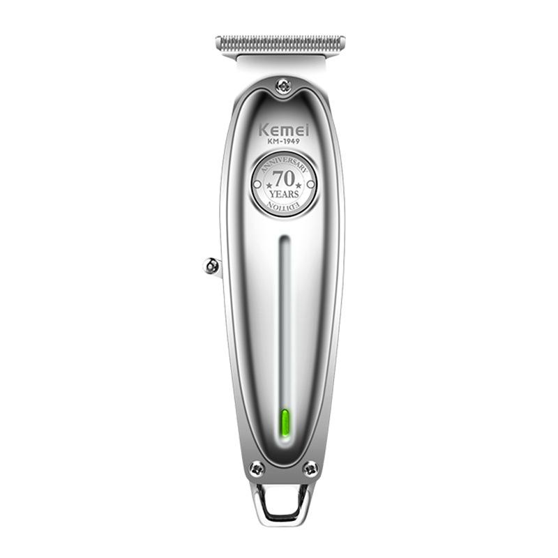 Kemei KM-1949 Electric Hair Clipper with USB Charging and Engraving Scissors серебряный
