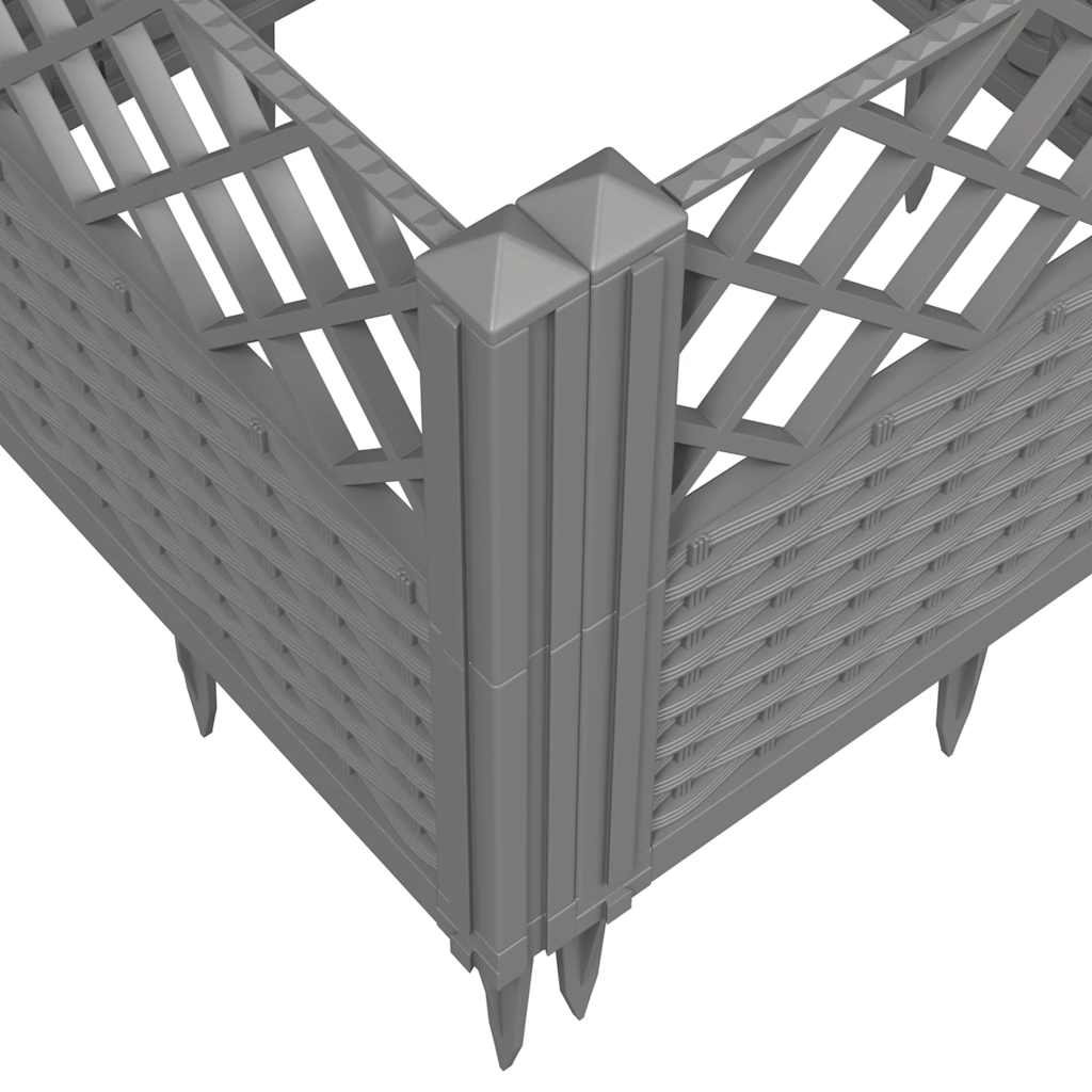 Plant Box with Ground Spikes Light Gray 363.5 x 43.5 x 43.5 cm PP