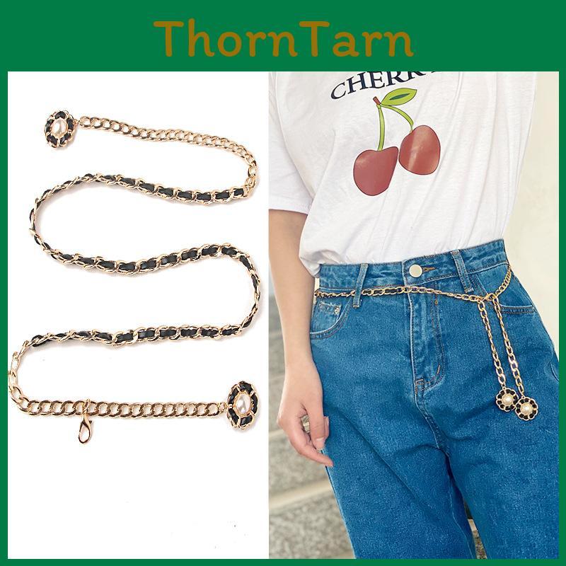 Womens Metal Waist Chain With Leather Pendant For Casual Boho Style