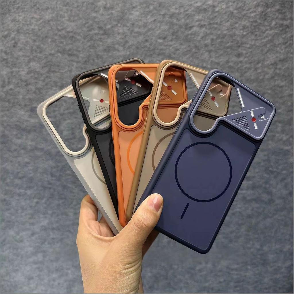 Applicable to Samsung S26Ultra mobile phone case, skin contrast color matte, magnetic suction S26 anti-drop mecha wind frame